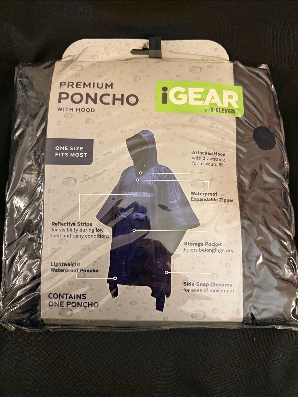 iGEAR Men’s Waterproof Poncho with Hood - Black